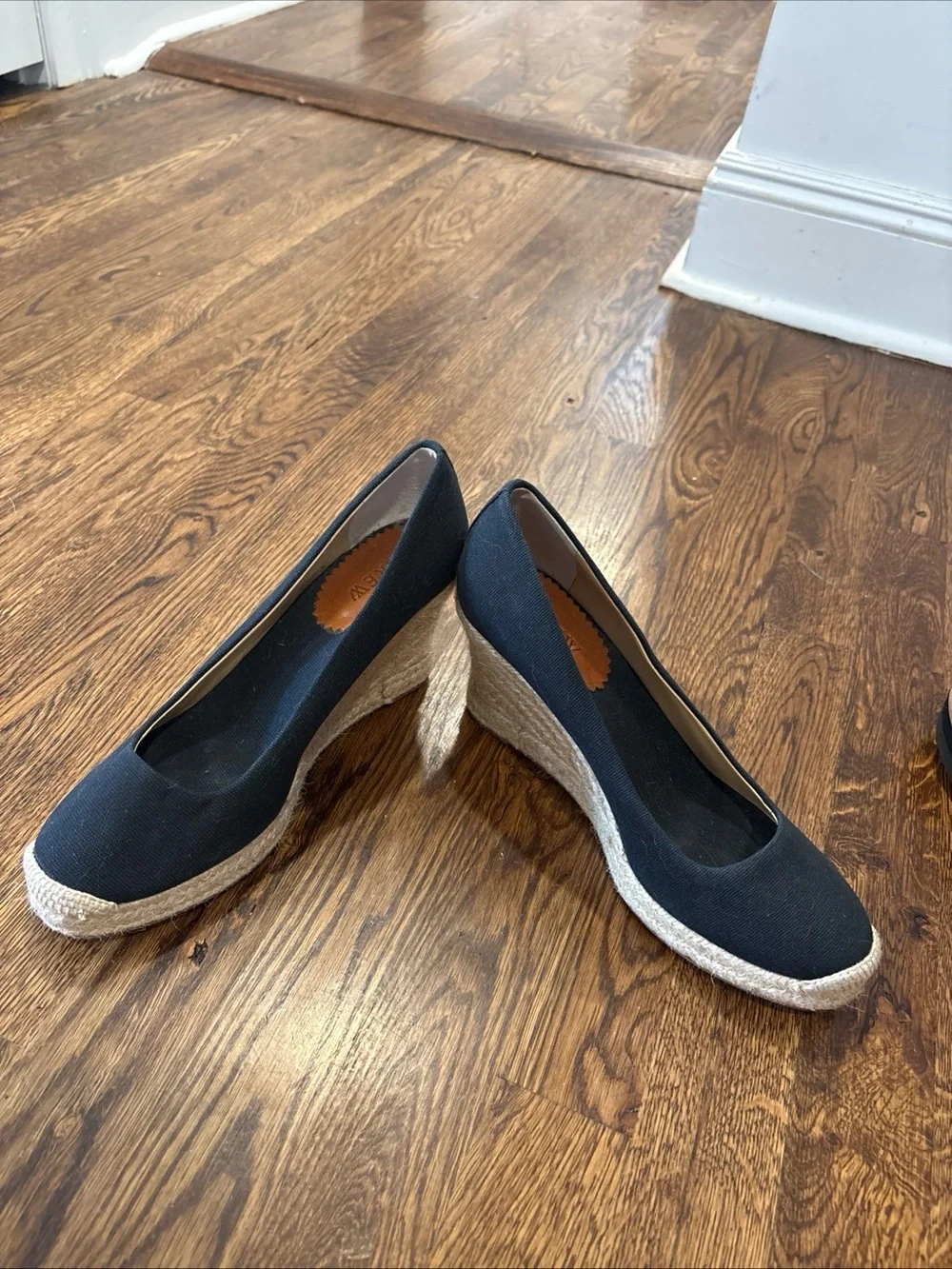 J. Crew Black Espadrille Wedge Pumps - Women's